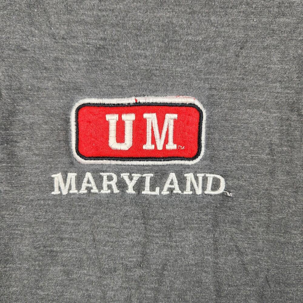Vintage Maryland Universiy Terrapins Shirt Mens XL Gray NCAA Embroidered Logo